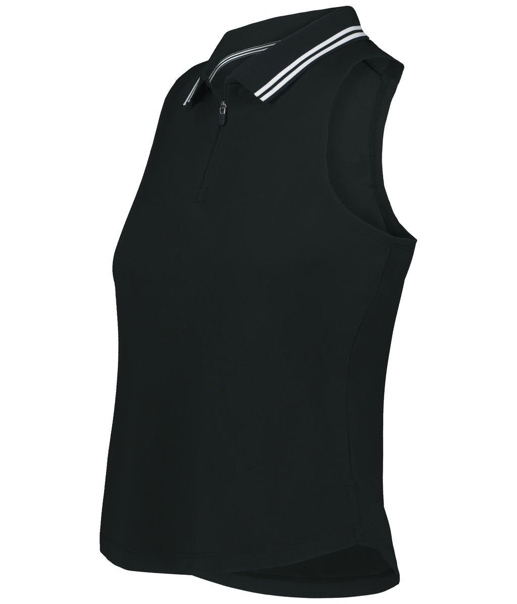 LADIES COURT SLEEVELESS POLO - Black